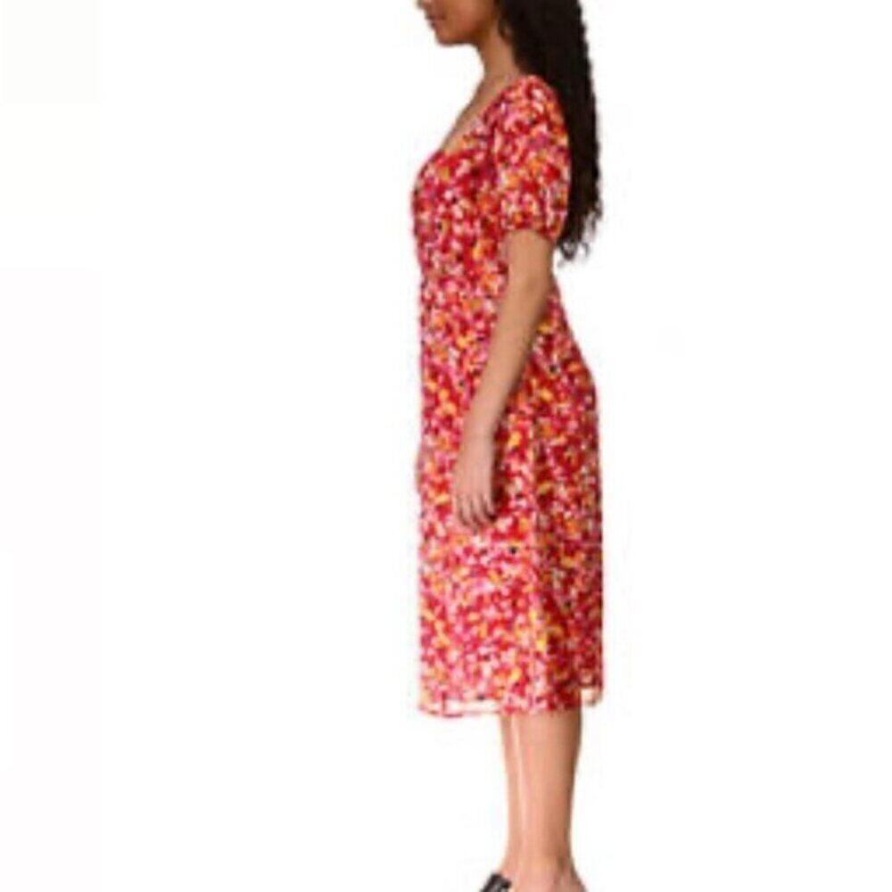 Sanctuary Women's Floral Puff Sleeve Midi Dress Red, Sunset Bloom size 2 [COPY] - Picture 4 of 8